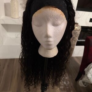 Elegant Black Headband Waterwave Wig 22” Human Hair